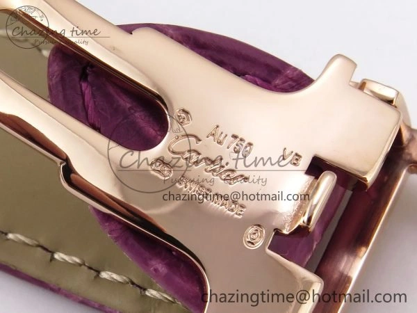 Ballon Bleu 33mm RG AF 1:1 Best Edition Silver Dial Diamonds Bezel on Purple Leather Strap SEIKO NH05A Casual 6037