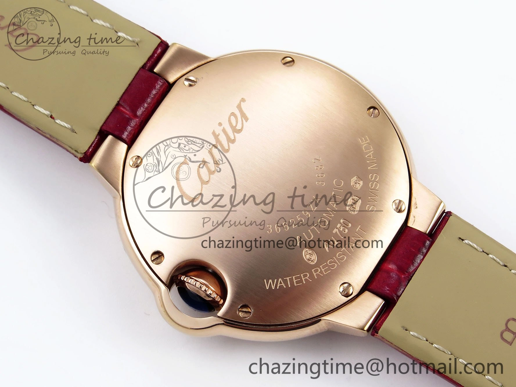 Ballon Bleu 33mm RG AF 1:1 Best Edition Silver Dial Diamonds Bezel on Red Leather Strap SEIKO NH05A TopPick 6039