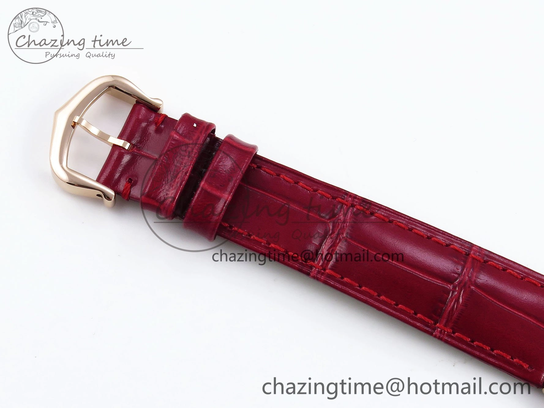 Ballon Bleu 33mm RG AF 1:1 Best Edition Silver Dial Diamonds Bezel on Red Leather Strap SEIKO NH05A TopPick 6039