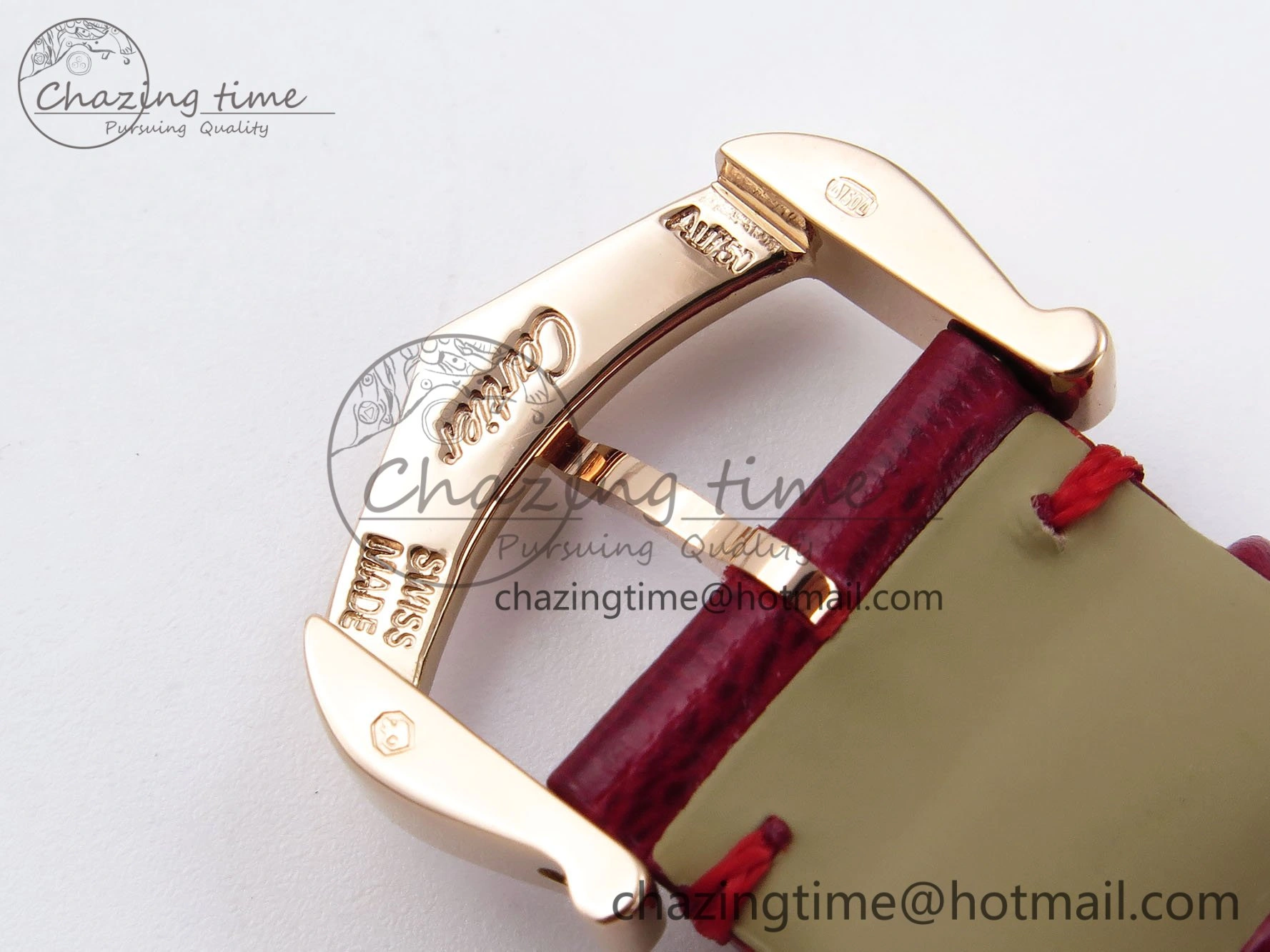 Ballon Bleu 33mm RG AF 1:1 Best Edition Silver Dial Diamonds Bezel on Red Leather Strap SEIKO NH05A TopPick 6039