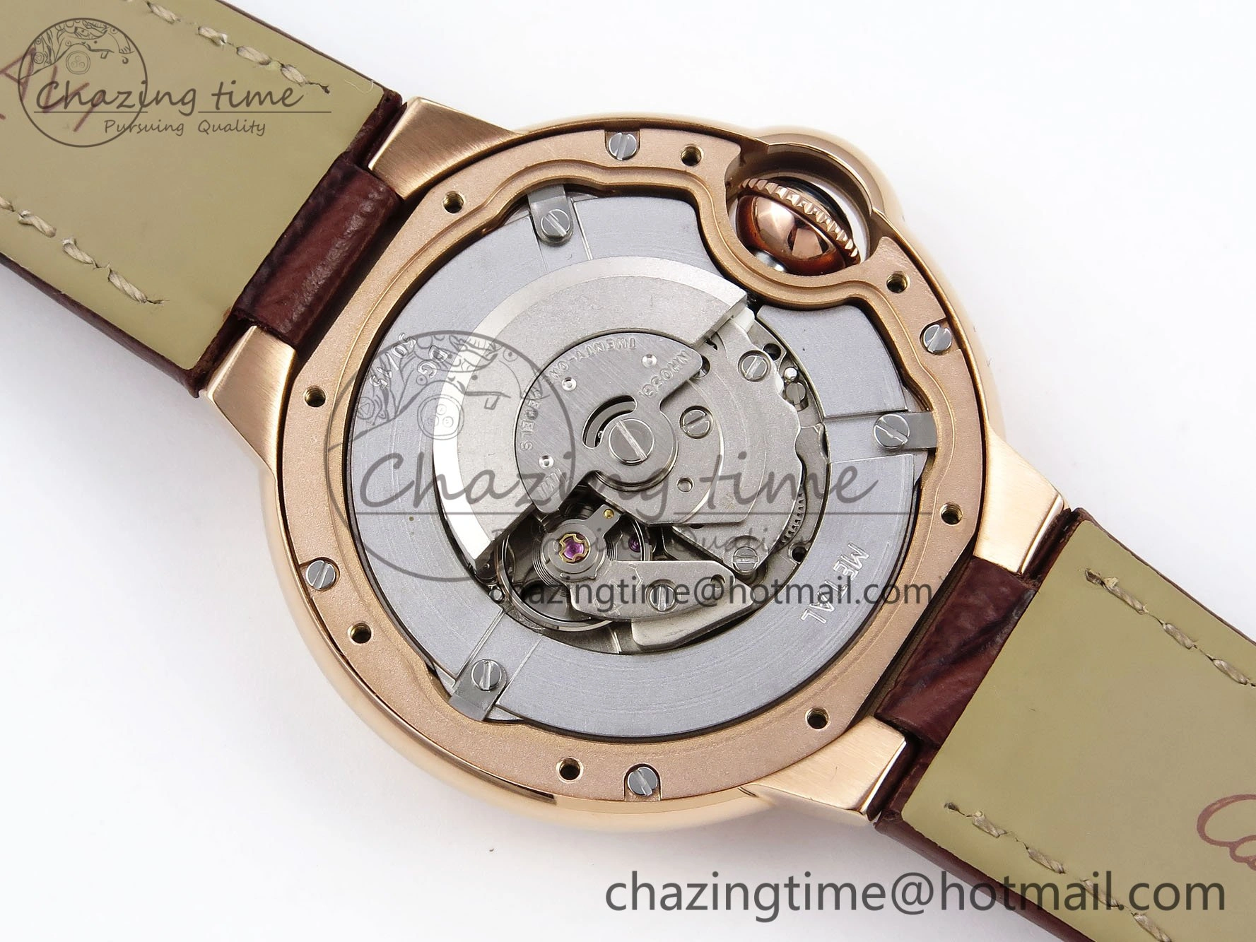 Ballon Bleu 33mm RG AF 1:1 Best Edition Silver Dial on Brown Leather Strap SEIKO NH05A Seasonal 6033