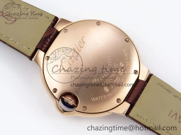 Ballon Bleu 33mm RG AF 1:1 Best Edition Silver Dial on Brown Leather Strap SEIKO NH05A Seasonal 6033