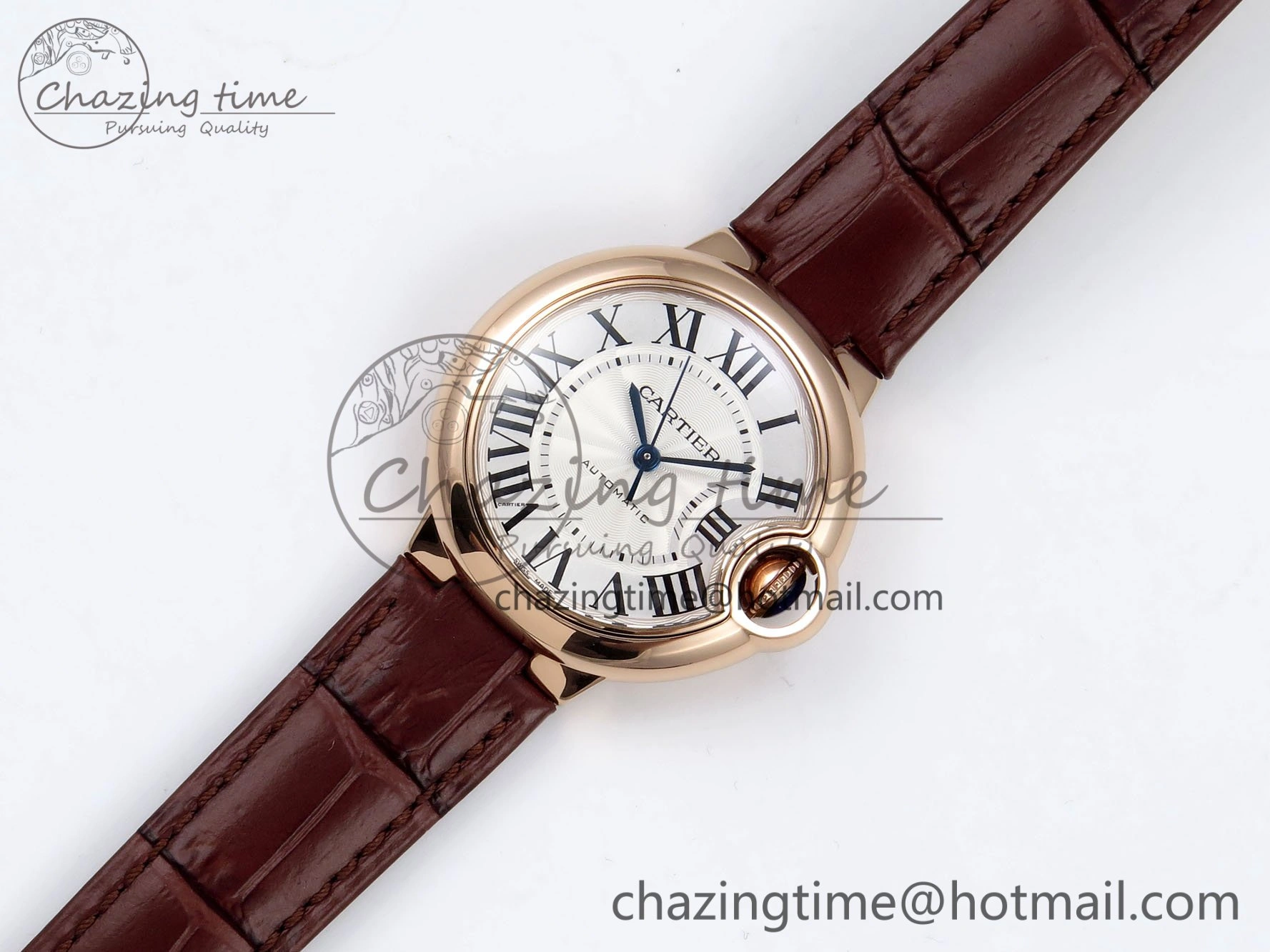 Ballon Bleu 33mm RG AF 1:1 Best Edition Silver Dial on Brown Leather Strap SEIKO NH05A Seasonal 6033