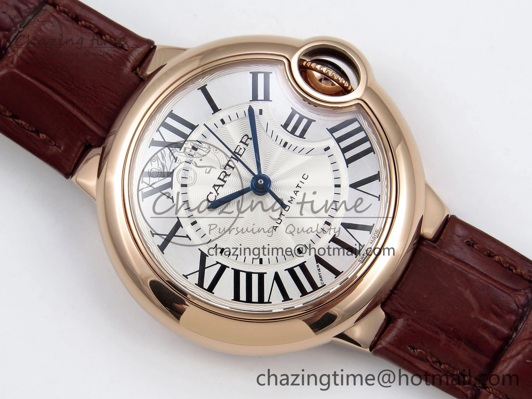 Ballon Bleu 33mm RG AF 1:1 Best Edition Silver Dial on Brown Leather Strap SEIKO NH05A Seasonal 6033