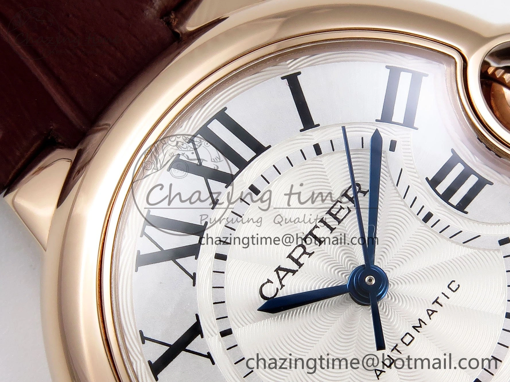 Ballon Bleu 33mm RG AF 1:1 Best Edition Silver Dial on Brown Leather Strap SEIKO NH05A Seasonal 6033
