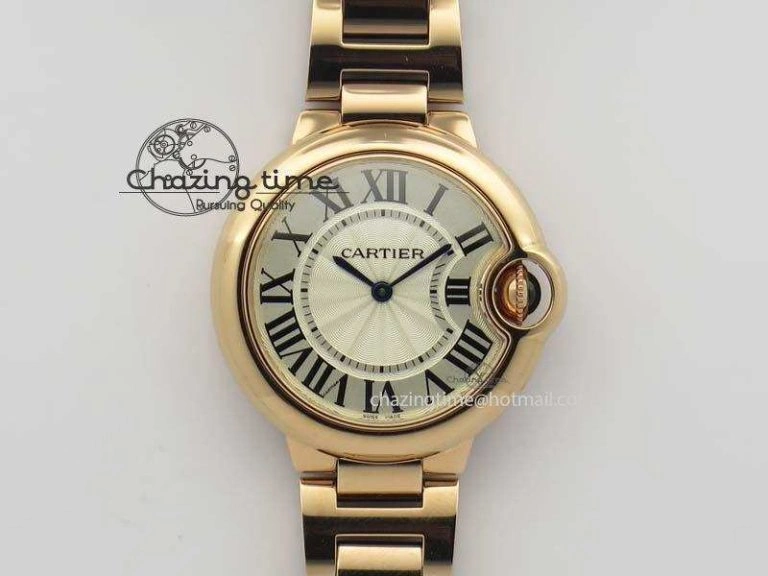 UrbanChic Ballon Bleu 33mm RG TW 1:1 Best Edition White Textured Dial On RG Bracelet Ronda Quartz V 10758