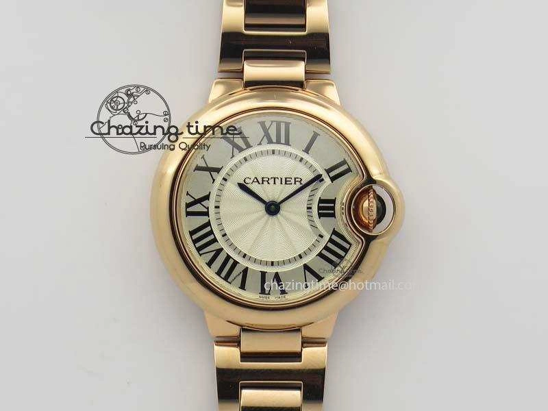 UrbanChic Ballon Bleu 33mm RG TW 1:1 Best Edition White Textured Dial On RG Bracelet Ronda Quartz V 10758