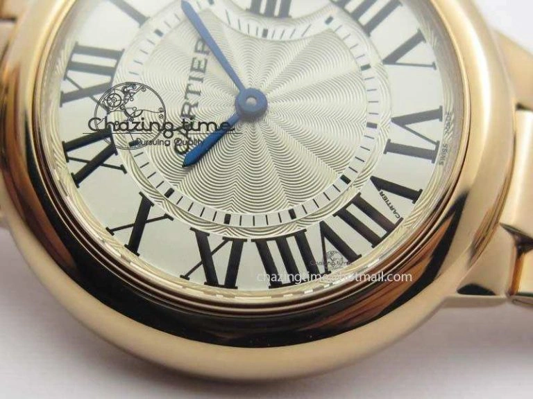 UrbanChic Ballon Bleu 33mm RG TW 1:1 Best Edition White Textured Dial On RG Bracelet Ronda Quartz V 10758