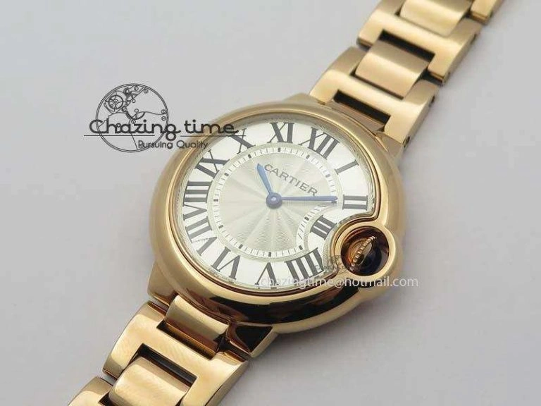 UrbanChic Ballon Bleu 33mm RG TW 1:1 Best Edition White Textured Dial On RG Bracelet Ronda Quartz V 10758