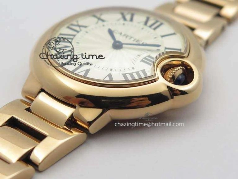 UrbanChic Ballon Bleu 33mm RG TW 1:1 Best Edition White Textured Dial On RG Bracelet Ronda Quartz V 10758