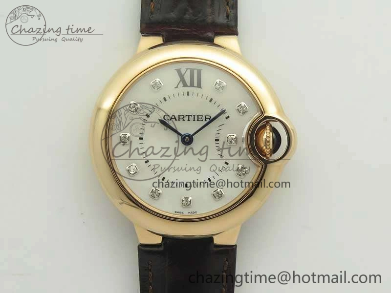 Ballon Bleu 33mm RG V6F 1:1 Best Edition White MOP Diam Dial On Leather Strap Quartz Seasonal 6253