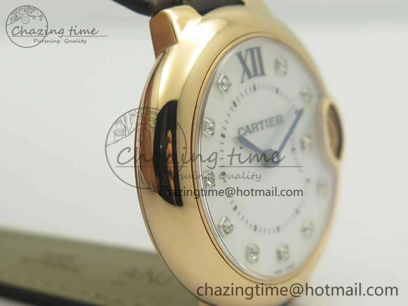 Ballon Bleu 33mm RG V6F 1:1 Best Edition White MOP Diam Dial On Leather Strap Quartz Seasonal 6253