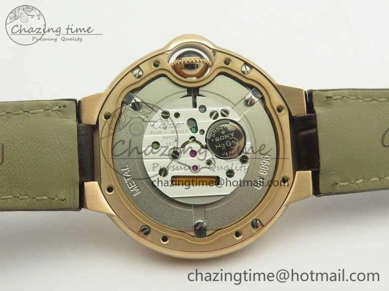 Ballon Bleu 33mm RG V6F 1:1 Best Edition White MOP Diam Dial On Leather Strap Quartz Seasonal 6253