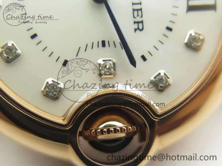 Ballon Bleu 33mm RG V6F 1:1 Best Edition White MOP Diam Dial On Leather Strap Quartz Seasonal 6253