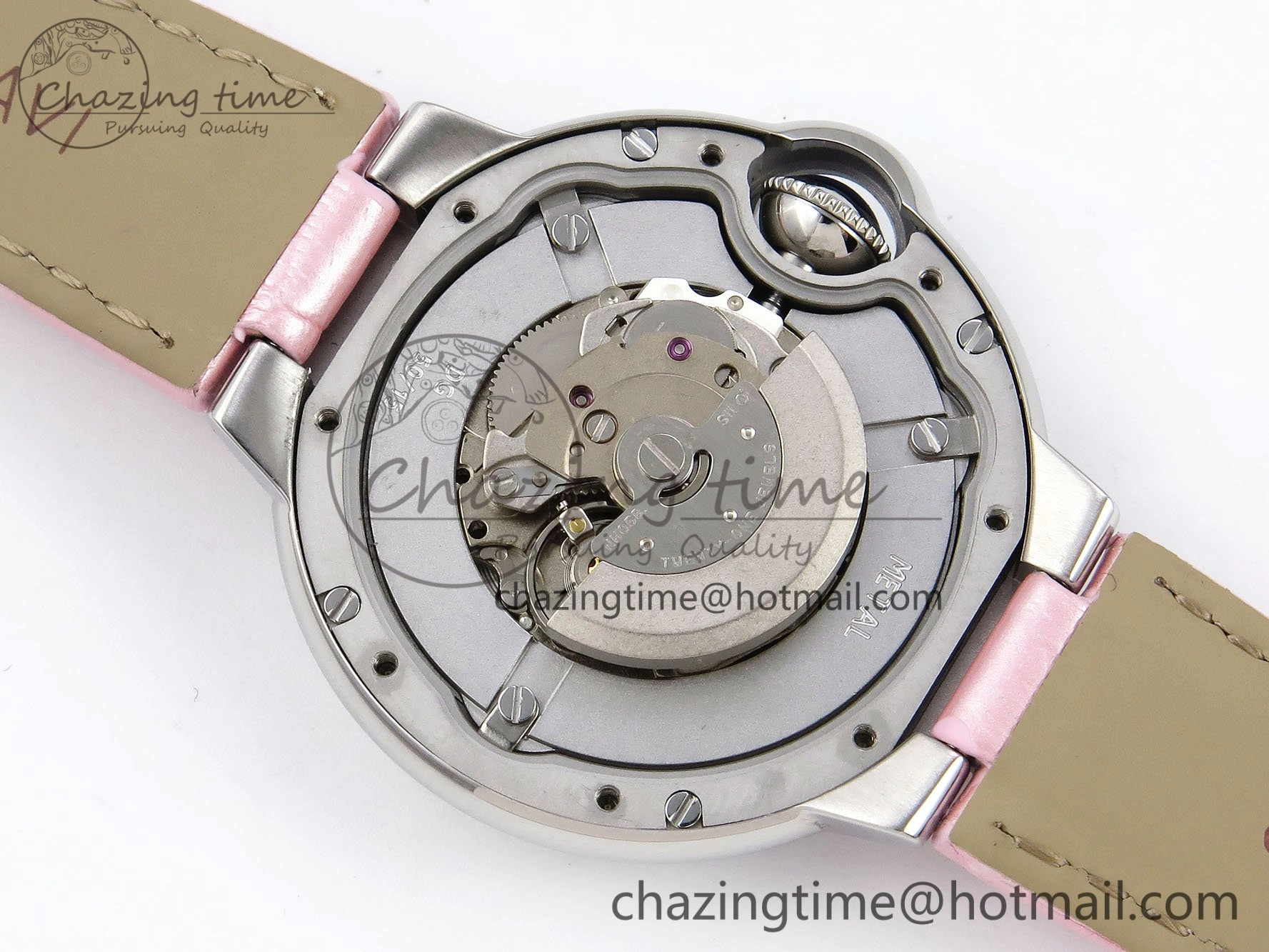 Elegant Ballon Bleu 33mm SS AF 1:1 Best Edition Pink Dial on Pink Leather Strap SEIKO NH05A 6030