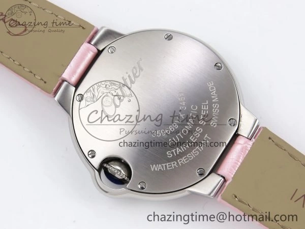 Elegant Ballon Bleu 33mm SS AF 1:1 Best Edition Pink Dial on Pink Leather Strap SEIKO NH05A 6030