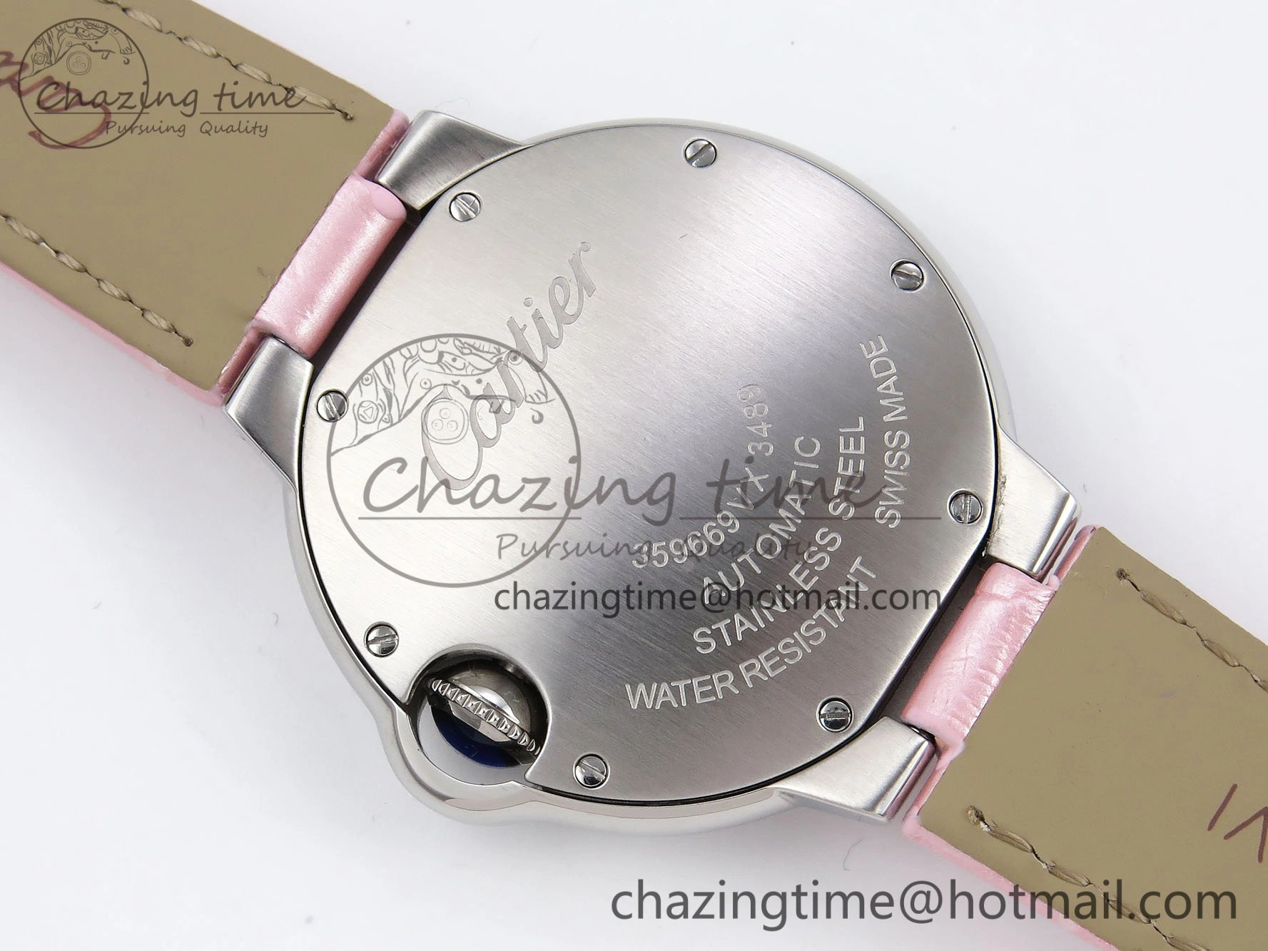 Elegant Ballon Bleu 33mm SS AF 1:1 Best Edition Pink Dial on Pink Leather Strap SEIKO NH05A 6030