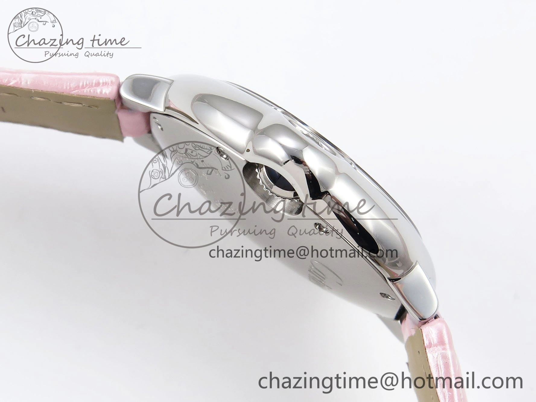 Elegant Ballon Bleu 33mm SS AF 1:1 Best Edition Pink Dial on Pink Leather Strap SEIKO NH05A 6030
