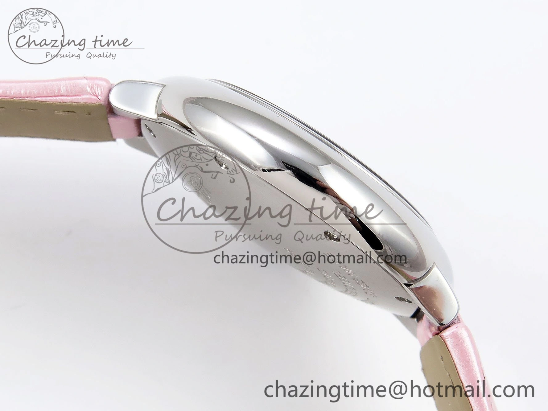 Elegant Ballon Bleu 33mm SS AF 1:1 Best Edition Pink Dial on Pink Leather Strap SEIKO NH05A 6030