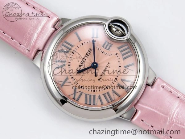 Elegant Ballon Bleu 33mm SS AF 1:1 Best Edition Pink Dial on Pink Leather Strap SEIKO NH05A 6030