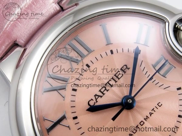Elegant Ballon Bleu 33mm SS AF 1:1 Best Edition Pink Dial on Pink Leather Strap SEIKO NH05A 6030