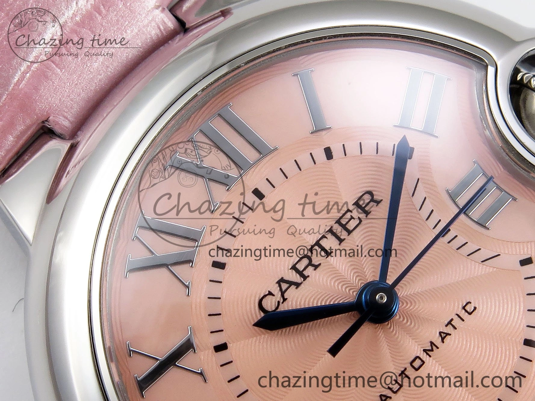 Elegant Ballon Bleu 33mm SS AF 1:1 Best Edition Pink Dial on Pink Leather Strap SEIKO NH05A 6030