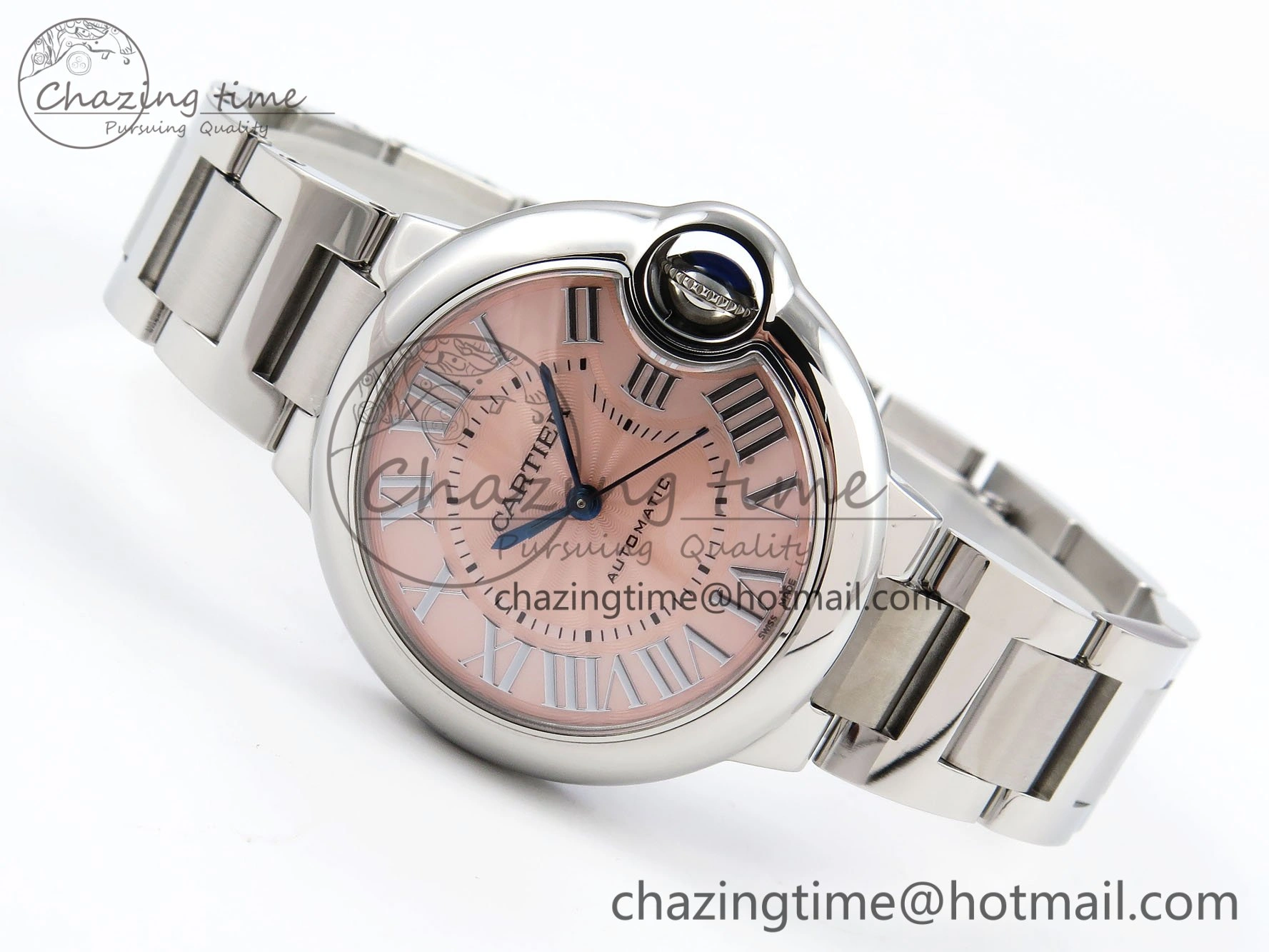 Ballon Bleu 33mm SS AF 1:1 Best Edition Pink Dial on SS Bracelet SEIKO NH05A Unique 6023