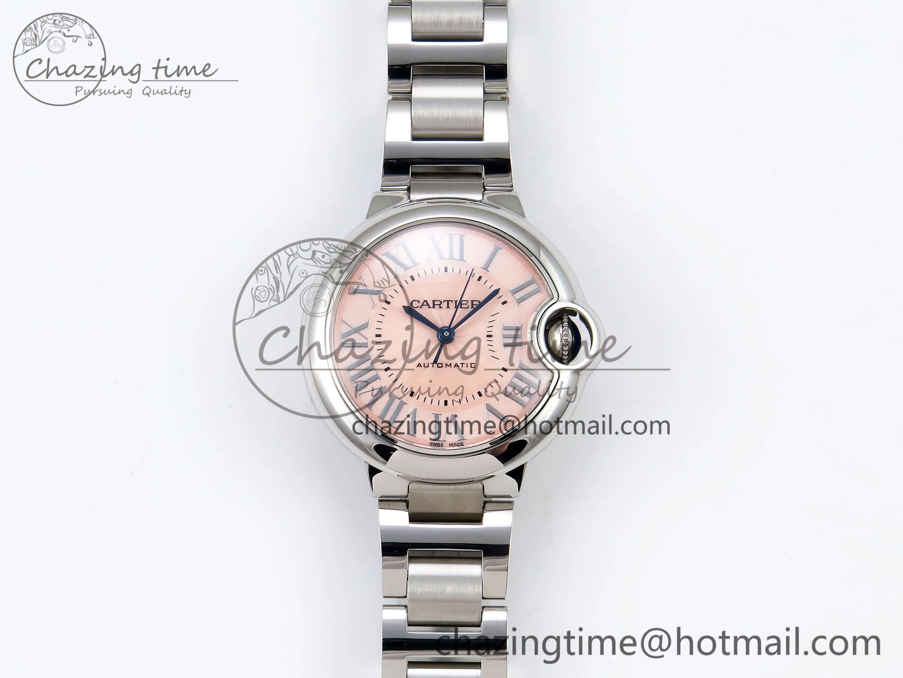 Ballon Bleu 33mm SS AF 1:1 Best Edition Pink Dial on SS Bracelet SEIKO NH05A Unique 6023