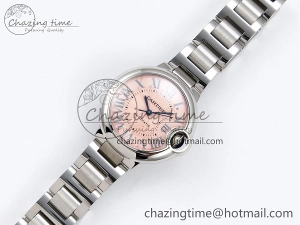 Ballon Bleu 33mm SS AF 1:1 Best Edition Pink Dial on SS Bracelet SEIKO NH05A Unique 6023