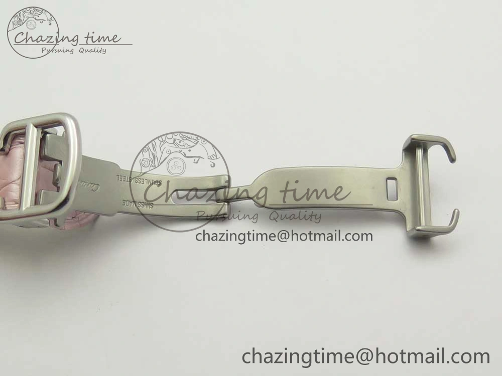 Supportive Ballon Bleu 33mm SS AF 1:1 Best Edition Pink MOP Dial on Pink Crocodile Strap NH05A 6132