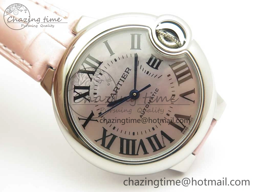 Supportive Ballon Bleu 33mm SS AF 1:1 Best Edition Pink MOP Dial on Pink Crocodile Strap NH05A 6132