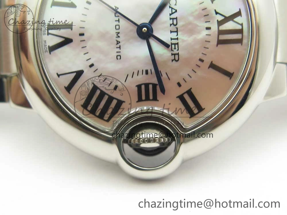 SoftTouch Ballon Bleu 33mm SS AF 1:1 Best Edition Pink MOP Dial on SS Bracelet Cal. 6129