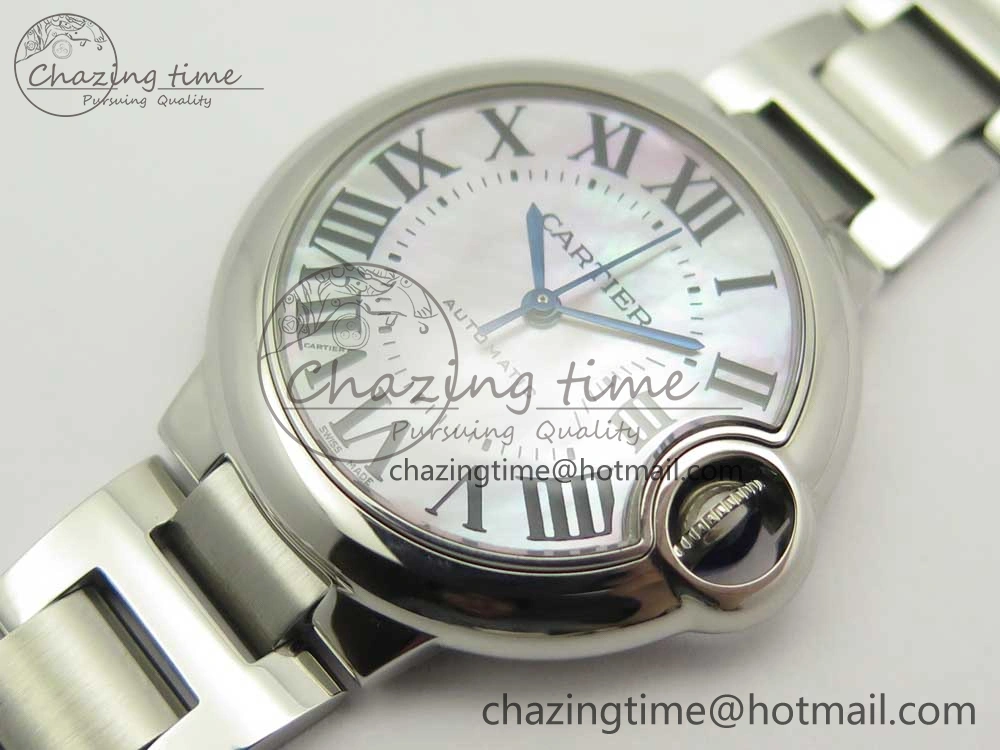 SoftTouch Ballon Bleu 33mm SS AF 1:1 Best Edition Pink MOP Dial on SS Bracelet Cal. 6129