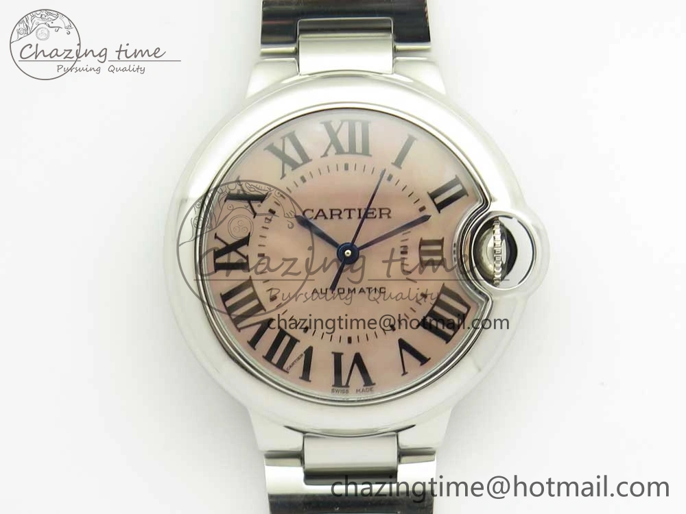 SoftTouch Ballon Bleu 33mm SS AF 1:1 Best Edition Pink MOP Dial on SS Bracelet Cal. 6129