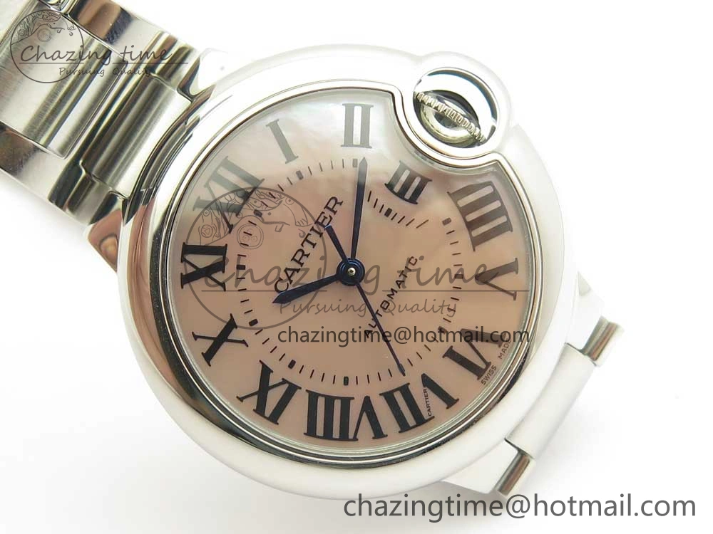 SoftTouch Ballon Bleu 33mm SS AF 1:1 Best Edition Pink MOP Dial on SS Bracelet Cal. 6129