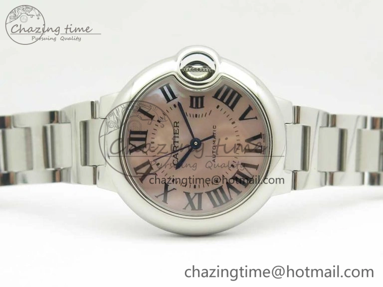 SoftTouch Ballon Bleu 33mm SS AF 1:1 Best Edition Pink MOP Dial on SS Bracelet Cal. 6129