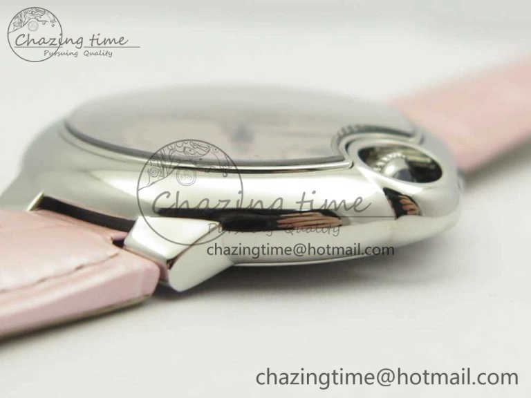 Ballon Bleu 33mm SS AF 1:1 Best Edition Pink Textured Dial On Pink Leather Strap Cal. ModernLook 6235