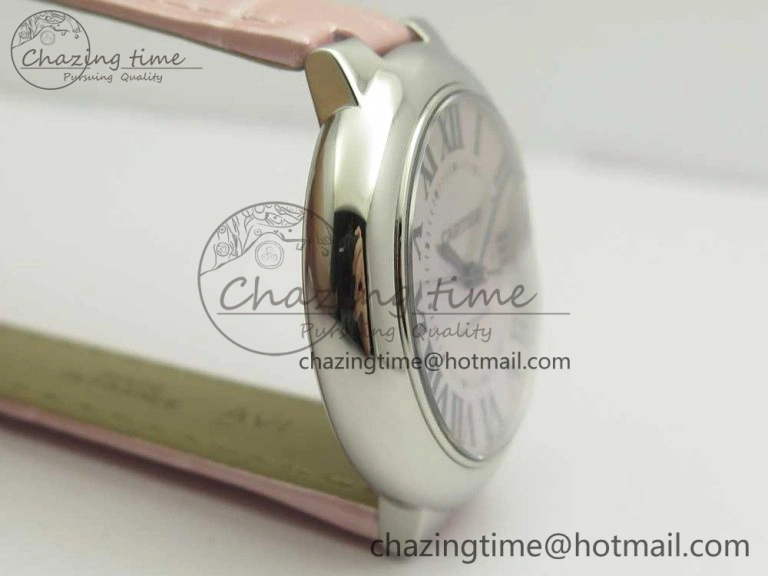 Ballon Bleu 33mm SS AF 1:1 Best Edition Pink Textured Dial On Pink Leather Strap Cal. ModernLook 6235