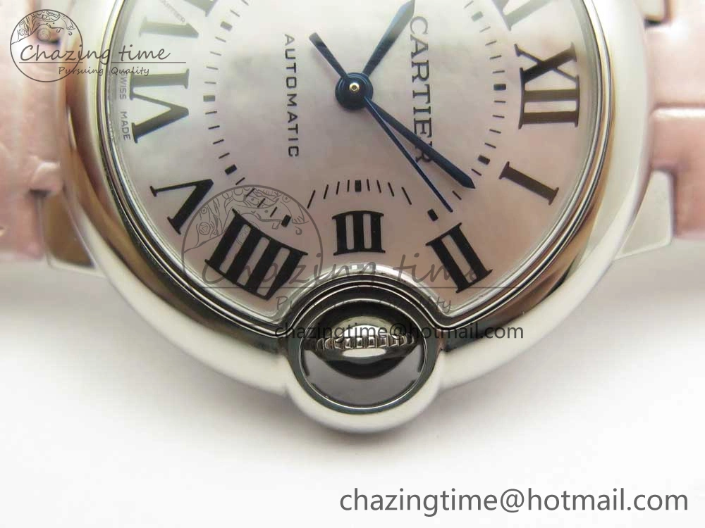 Ballon Bleu 33mm SS AF 1:1 Best Edition Pink Textured Dial On Pink Leather Strap Cal. ModernLook 6235