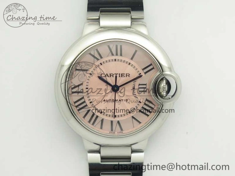 Ballon Bleu 33mm SS AF 1:1 Best Edition Pink Textured Dial On SS Bracelet Cal. TravelReady 6236