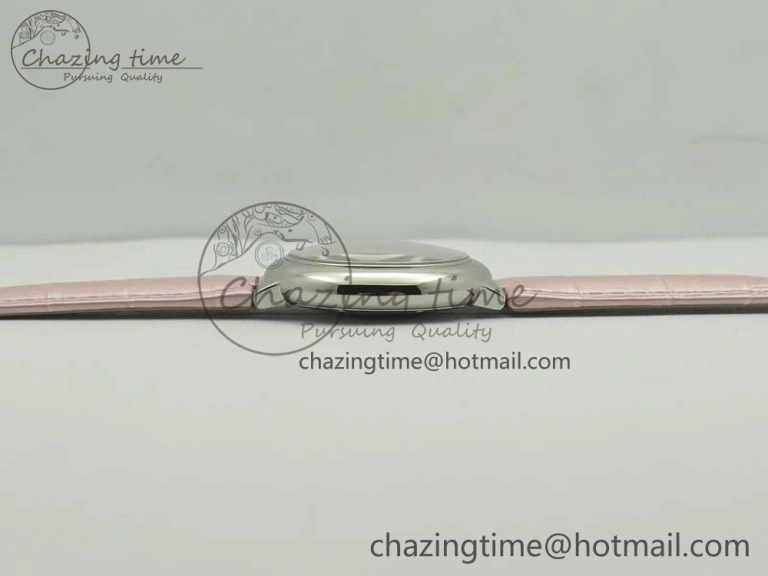 Ballon Bleu 33mm SS AF 1:1 Best Edition Pink Textured Dial on Pink Crocodile Strap Jap Quartz Colorful 10667