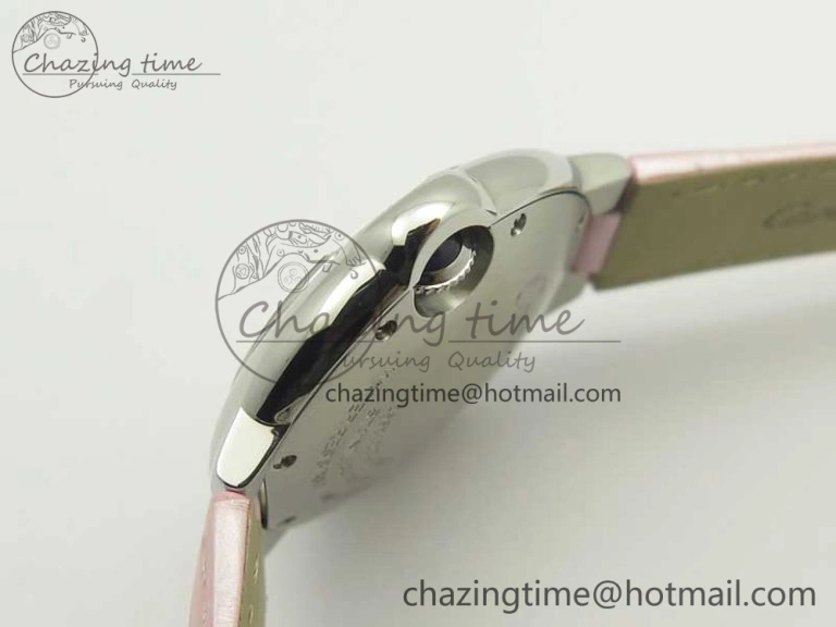 Ballon Bleu 33mm SS AF 1:1 Best Edition Pink Textured Dial on Pink Crocodile Strap Jap Quartz Colorful 10667