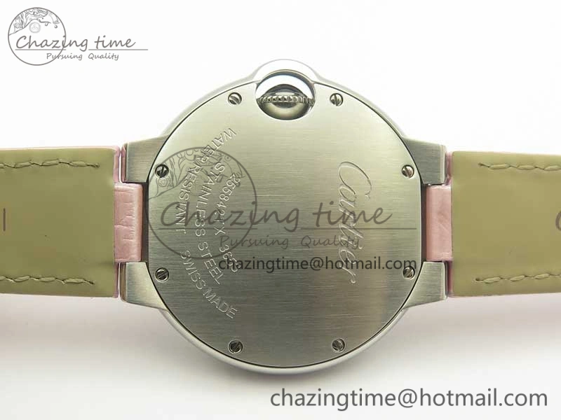 Ballon Bleu 33mm SS AF 1:1 Best Edition Pink Textured Dial on Pink Crocodile Strap Jap Quartz Colorful 10667