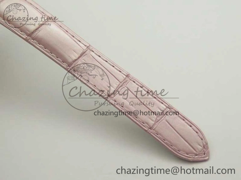 Ballon Bleu 33mm SS AF 1:1 Best Edition Pink Textured Dial on Pink Crocodile Strap Jap Quartz Colorful 10667