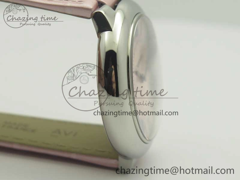 Ballon Bleu 33mm SS AF 1:1 Best Edition Pink Textured Dial on Pink Crocodile Strap Jap Quartz Colorful 10667