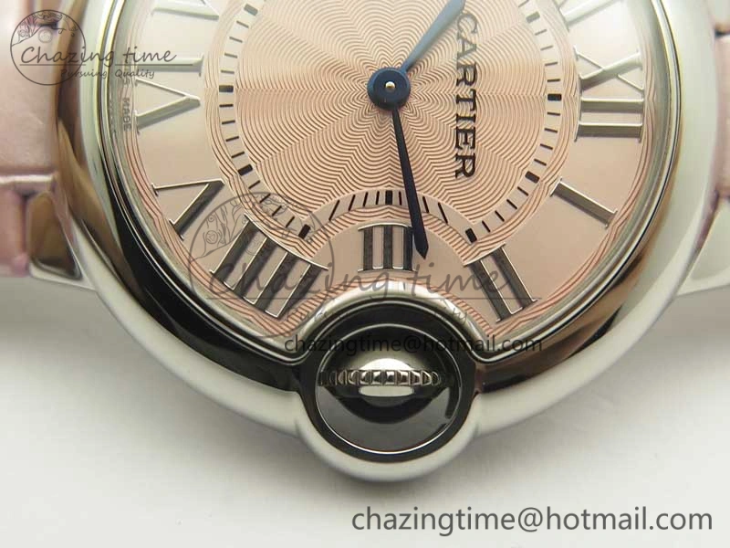 Ballon Bleu 33mm SS AF 1:1 Best Edition Pink Textured Dial on Pink Crocodile Strap Jap Quartz Colorful 10667