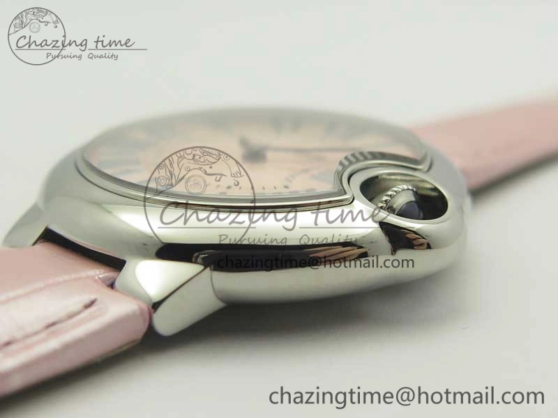 Ballon Bleu 33mm SS AF 1:1 Best Edition Pink Textured Dial on Pink Crocodile Strap Jap Quartz Colorful 10667