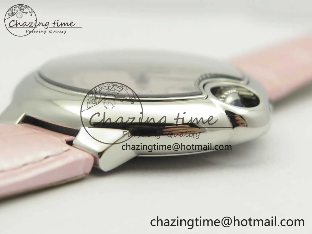 Ballon Bleu 33mm SS AF 1:1 Best Edition Pink Textured Dial on Pink Leather Strap Cal. Sleek 10578