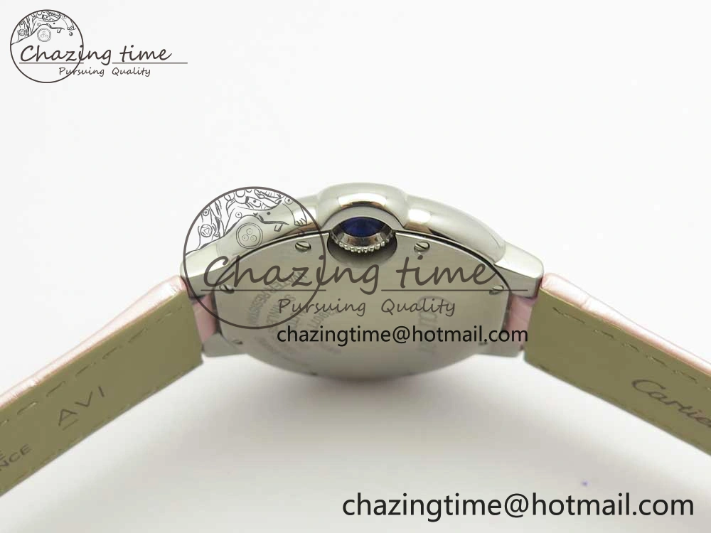 Ballon Bleu 33mm SS AF 1:1 Best Edition Pink Textured Dial on Pink Leather Strap Cal. Sleek 10578