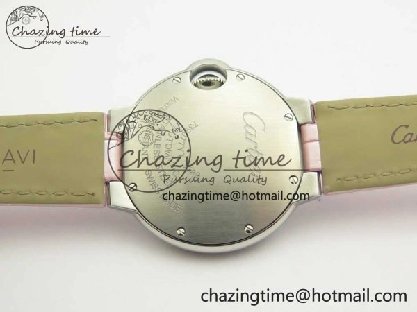 Ballon Bleu 33mm SS AF 1:1 Best Edition Pink Textured Dial on Pink Leather Strap Cal. Sleek 10578